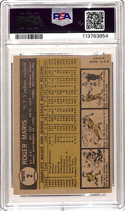 Roger Maris 1961 Topps #2 PSA 4 Vg-Ex