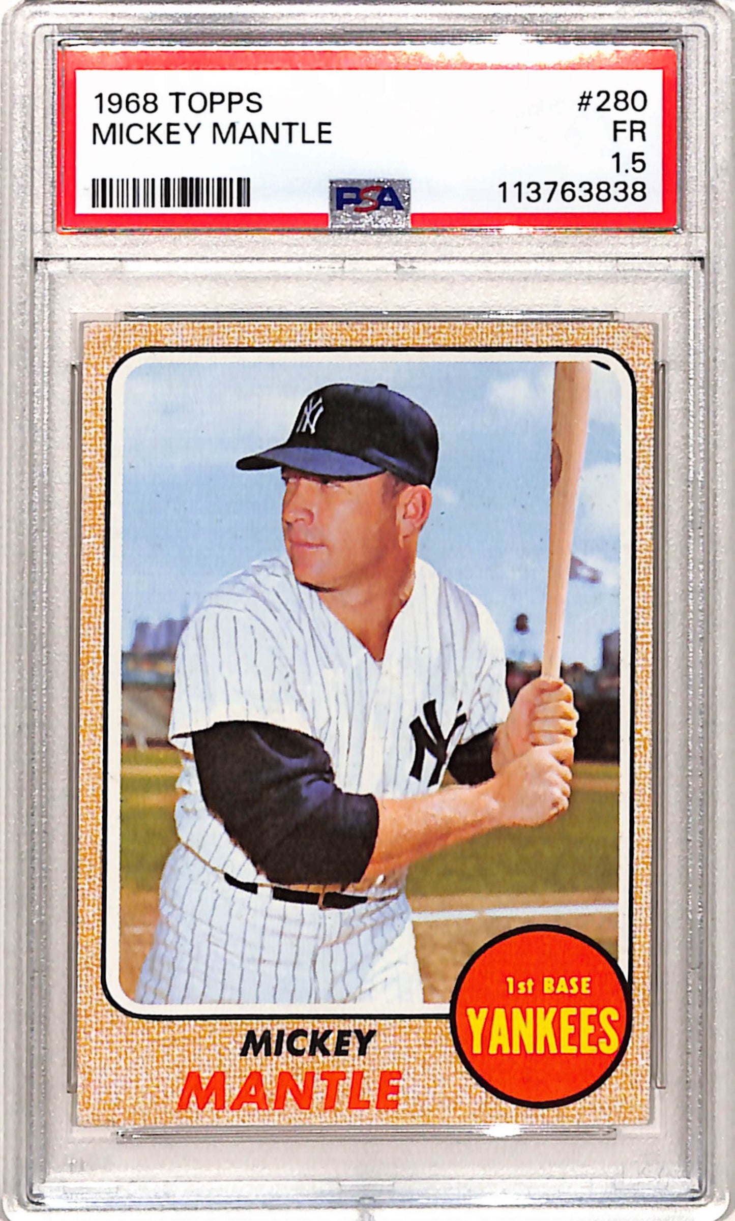Mickey Mantle 1968 Topps #280 PSA 1.5 Fair 3838