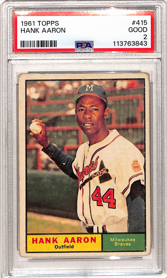 Hank Aaron 1961 Topps #415 PSA 2 Good
