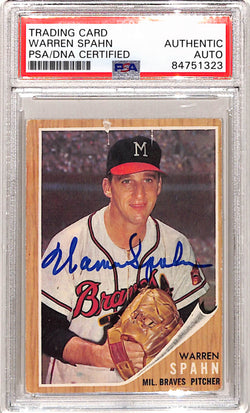 Warren Spahn 1962 Topps #100 Autograph PSA Auth