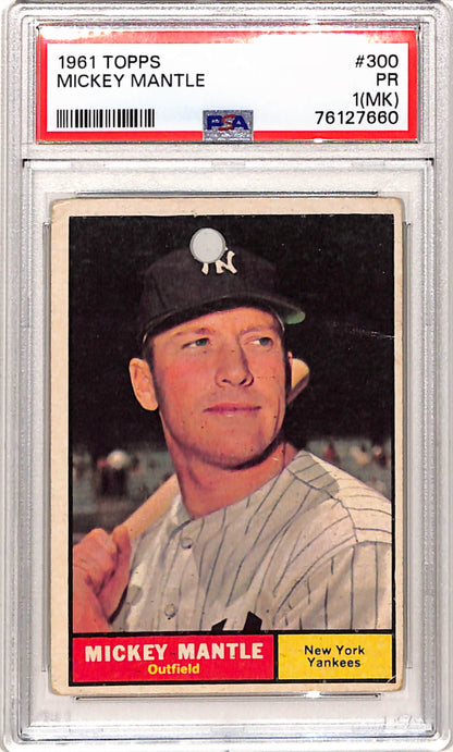 Mickey Mantle 1961 Topps #300 PSA 1 MK Poor
