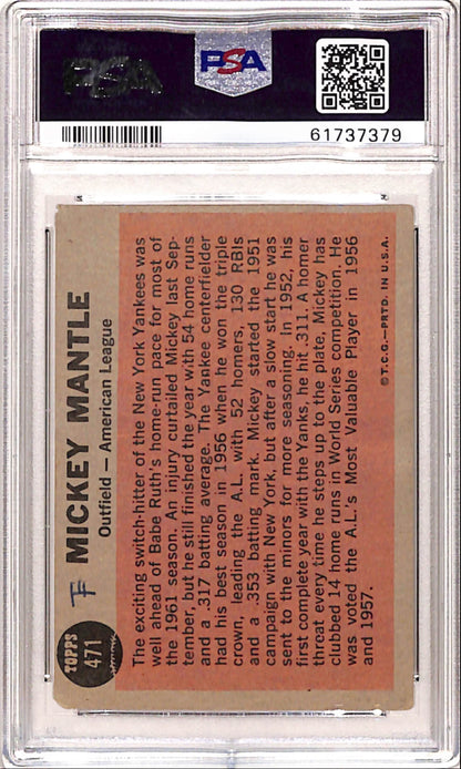 Mickey Mantle 1962 Topps All-Star #471 PSA 2 MK Good