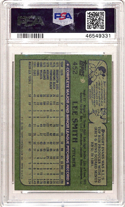 Lee Smith 1982 Topps Rookie #452 PSA 9 Mint