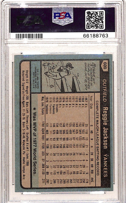 Reggie Jackson 1980 Topps #600 PSA 9 Mint