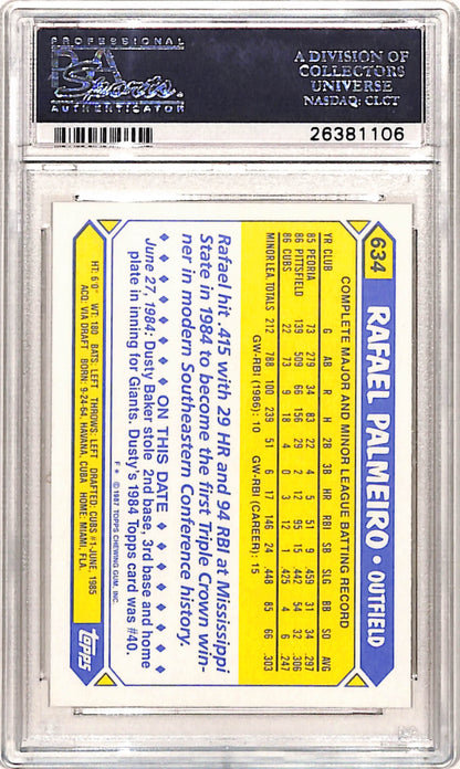 Rafael Palmeiro 1987 Topps Tiffany Rookie #634 PSA 10 Gem Mint