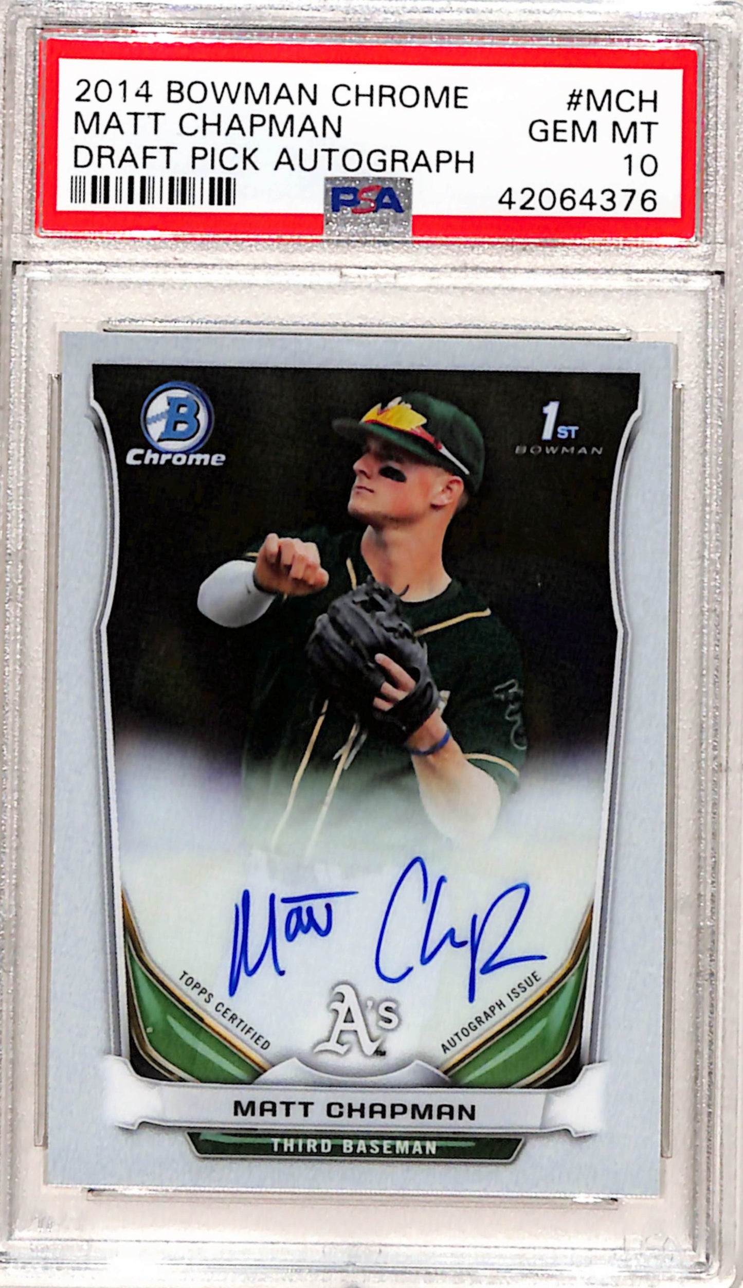 Matt Chapman 2014 Bowman Chrome Auto PSA 10 Gem Mint