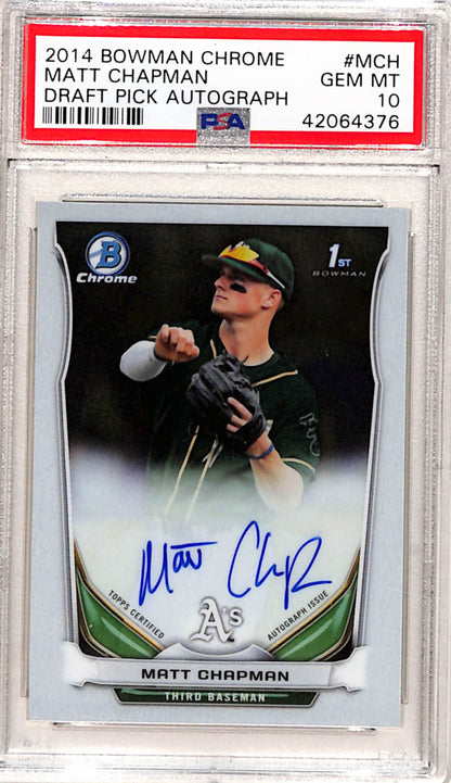 Matt Chapman 2014 Bowman Chrome Auto PSA 10 Gem Mint
