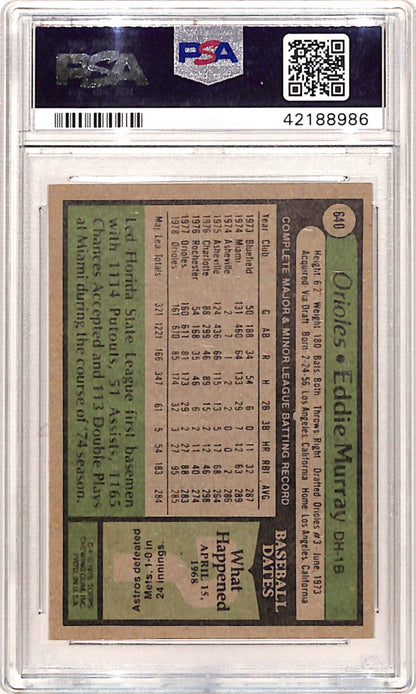 Eddie Murray 1979 Topps #640 PSA 9 Mint