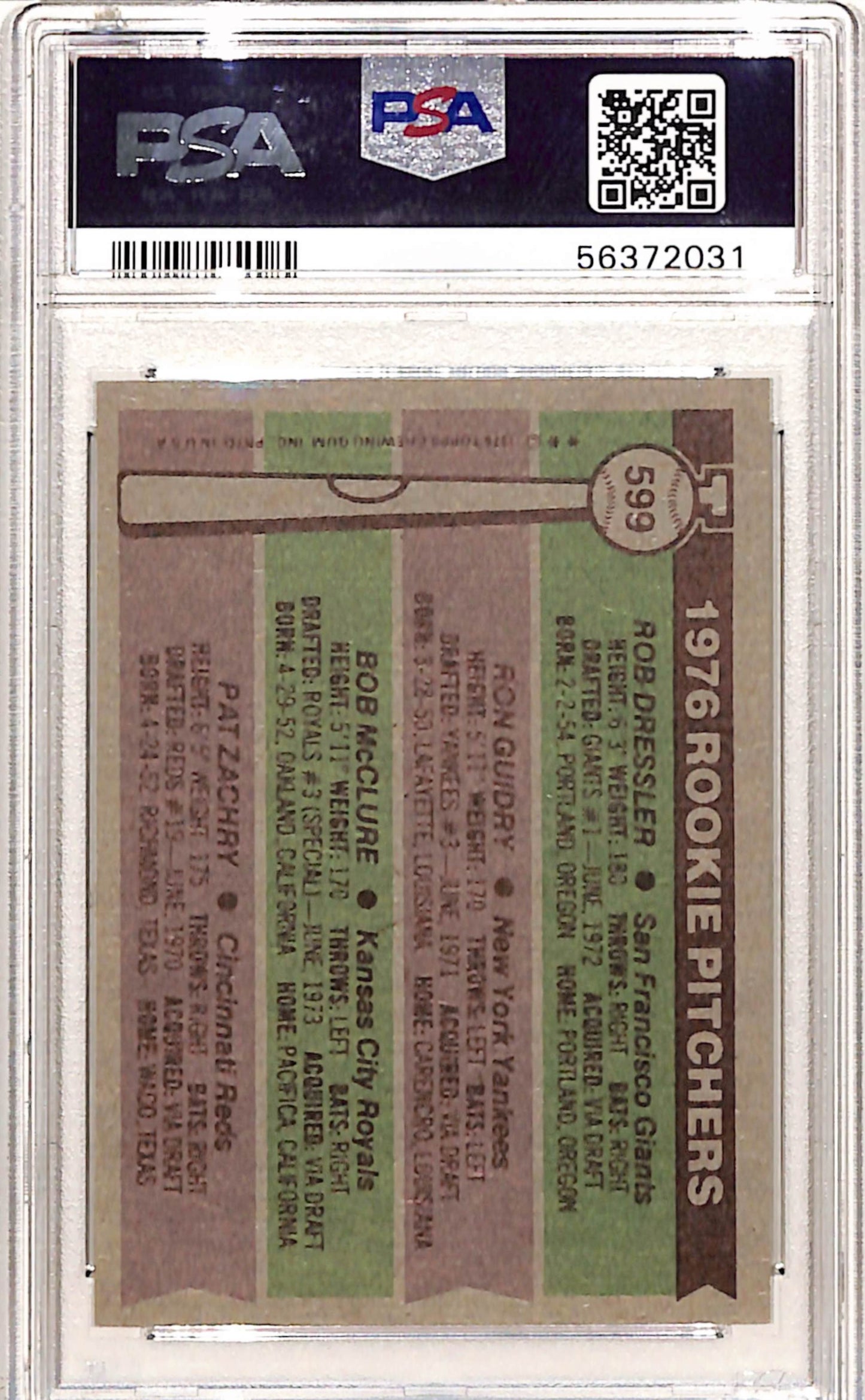 Ron Guidry 1976 Topps Rookie #599 PSA 8 Nm-Mint 2031