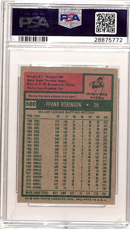 Frank Robinson 1975 Topps Mini #580 PSA 8 Nm-Mint