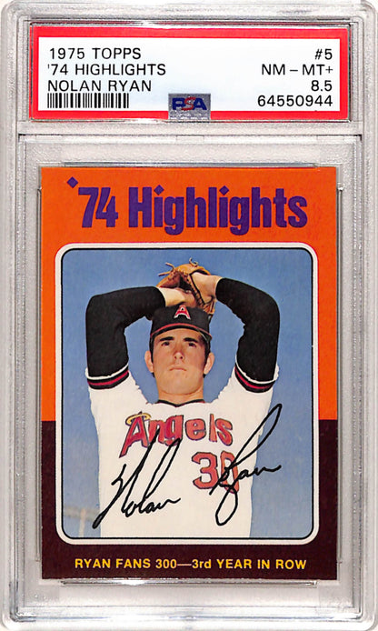 Nolan Ryan 1975 Topps Highlights #5 PSA 8.5 Nm-Mint+