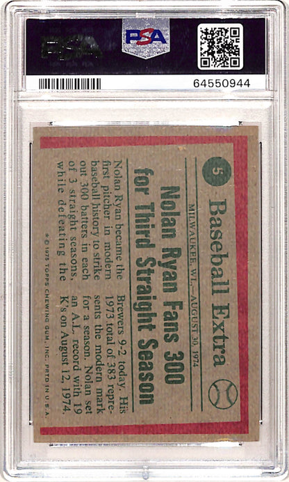 Nolan Ryan 1975 Topps Highlights #5 PSA 8.5 Nm-Mint+