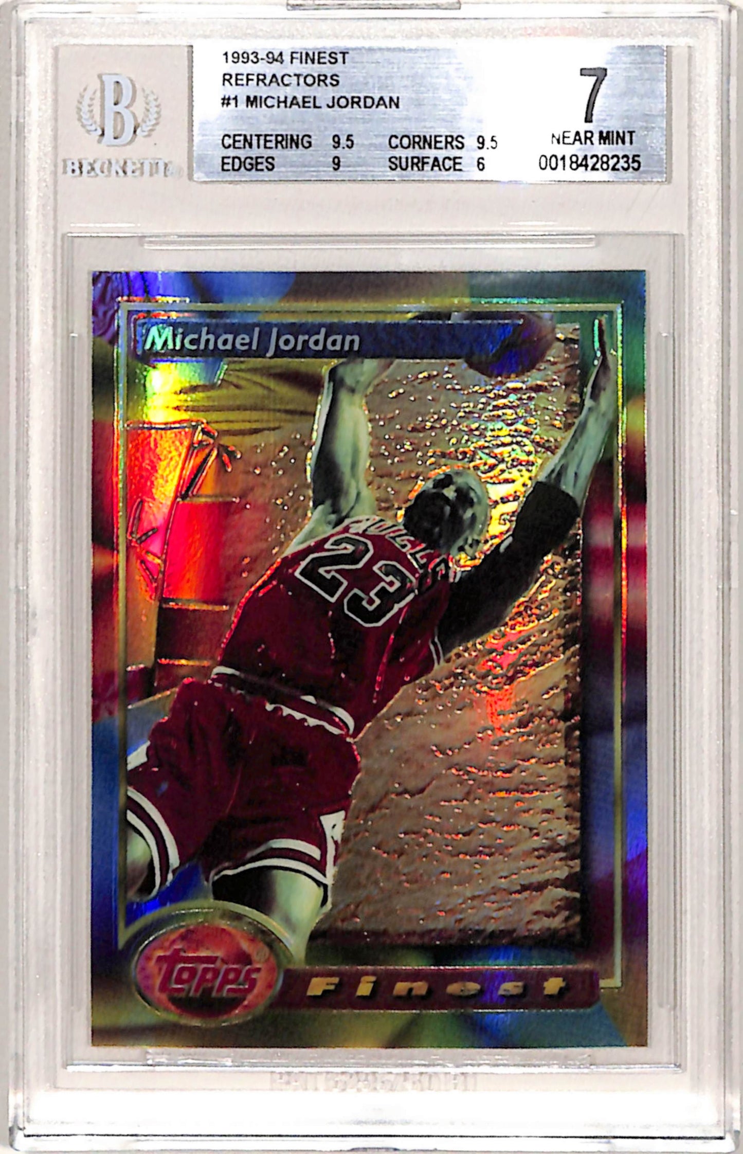 Michael Jordan 1993 Topps Finest Refractor #1 BGS 7 Near Mint