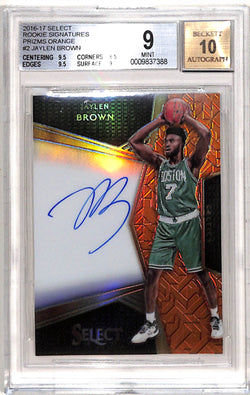 Jaylen Brown 2016 Panini Select Rookie Signatures Orange #36/60 BGS 9 Auto 10