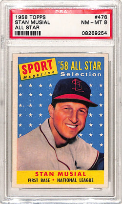 Stan Musial 1958 Topps All-Star #476 PSA 8 Nm-Mint