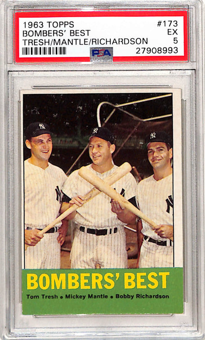 Mickey Mantle 1963 Topps #173 Bombers Best PSA 5 Ex 8993
