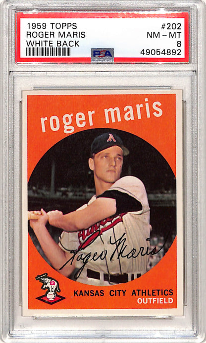 Roger Maris 1959 Topps White Back #202 PSA 8 Nm-Mint