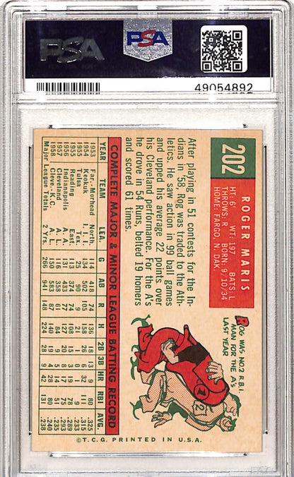 Roger Maris 1959 Topps White Back #202 PSA 8 Nm-Mint