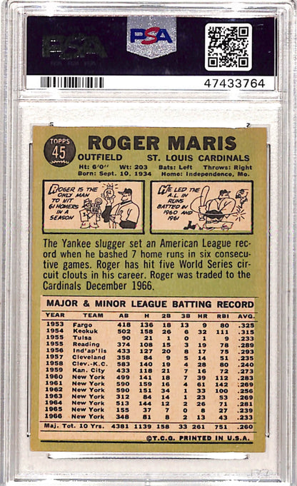 Roger Maris 1967 Topps #45 PSA 7 Near Mint