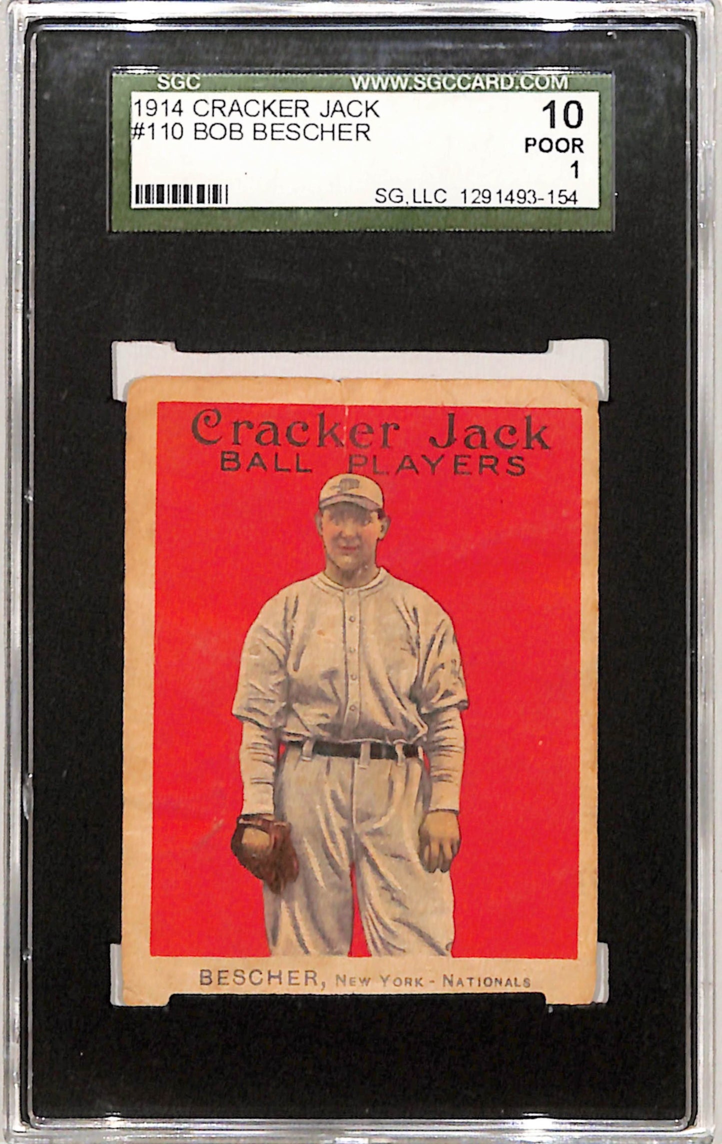 Bob Bescher 1914 Cracker Jack #110 SGC 1 Poor