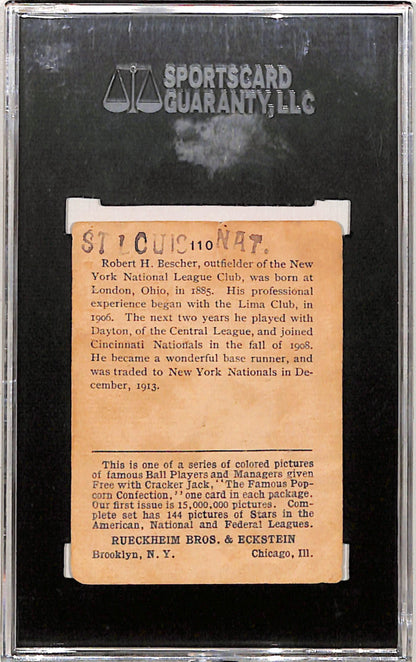 Bob Bescher 1914 Cracker Jack #110 SGC 1 Poor