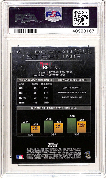 Mookie Betts 2014 Bowman Sterling Refractor Rookie #17 PSA 10 Gem Mint
