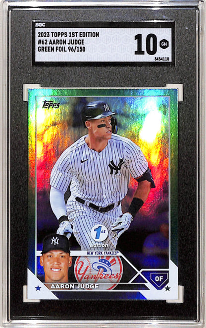 Aaron Judge 2023 Topps 1st Edition Green Foil #96/150 SGC 10 Gem Mint
