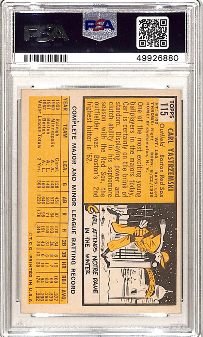 Carl Yastrzemski 1963 Topps #115 PSA 6 Ex-Mint