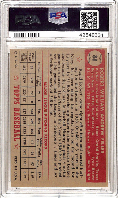 Bob Feller 1952 Topps #88 PSA 6 Ex-Mt