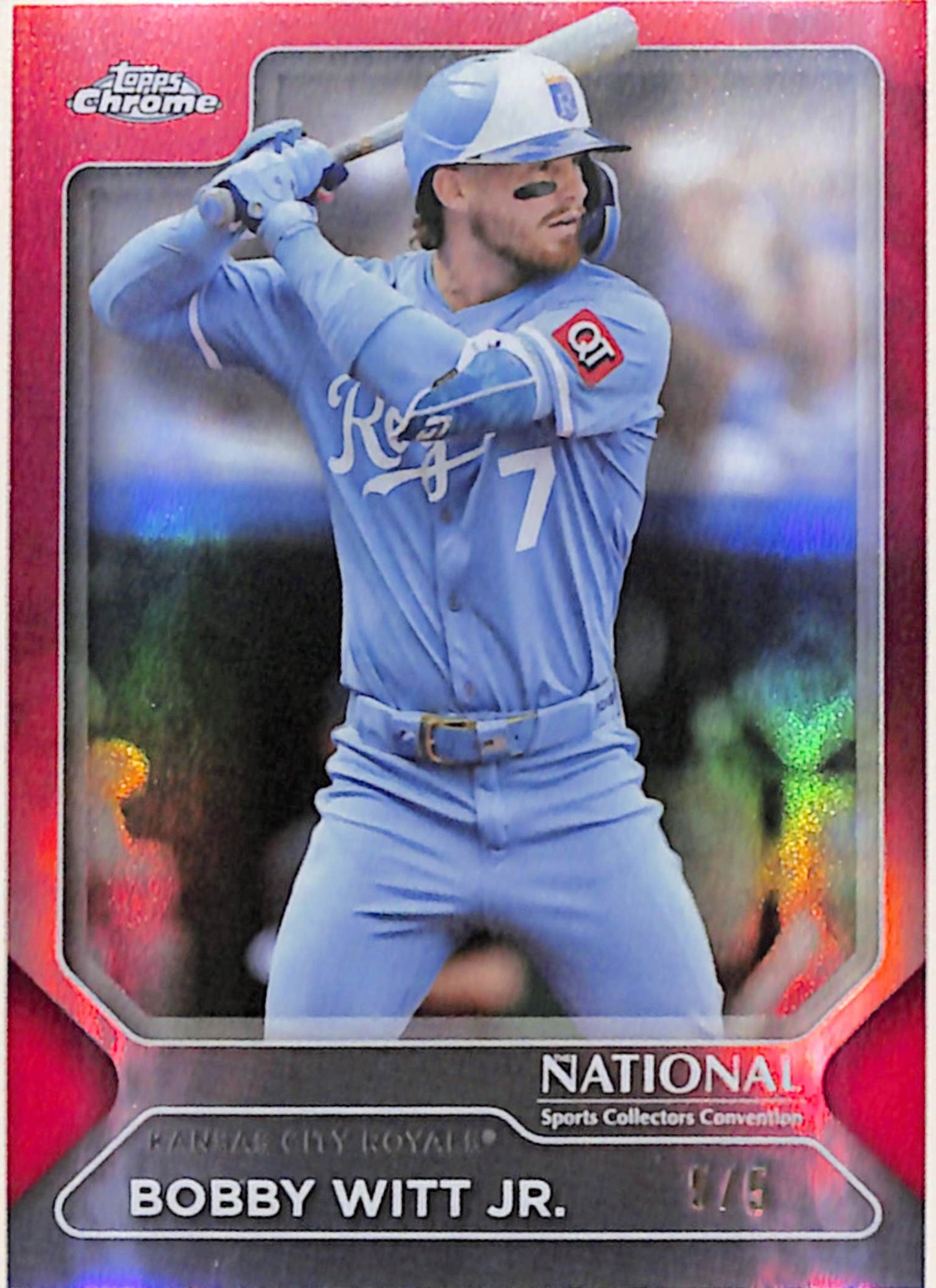 Bobby Witt Jr. 2025 Topps Chrome National Convention Red Refractor #5/5