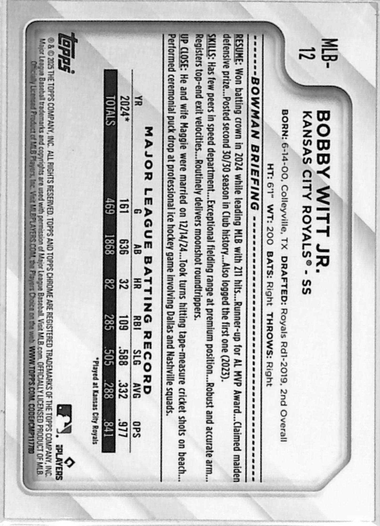 Bobby Witt Jr. 2025 Topps Chrome National Convention Red Refractor #5/5