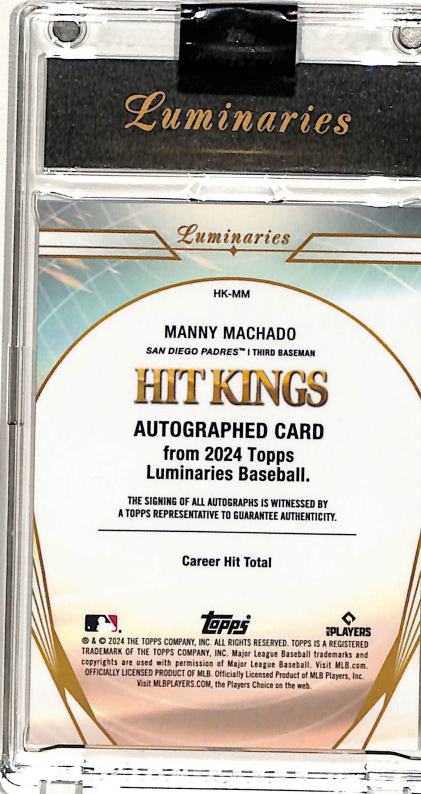 Manny Machado 2024 Topps Luminaries Hit Kings Auto #10/25