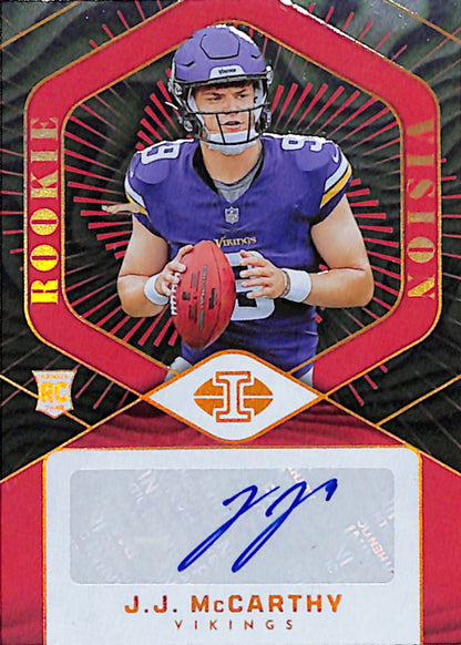 JJ McCarthy 2024 Panini Illusions Rookie Vision Auto #28/99