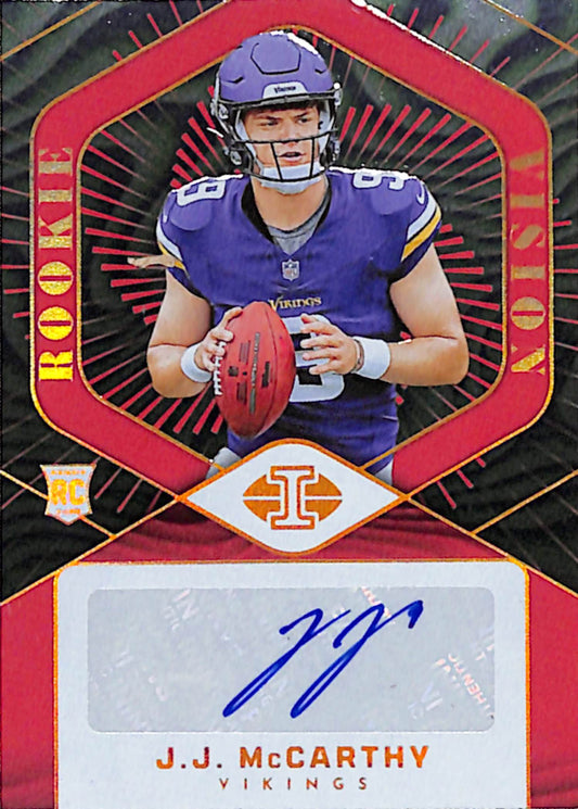 JJ McCarthy 2024 Panini Illusions Rookie Vision Auto #28/99