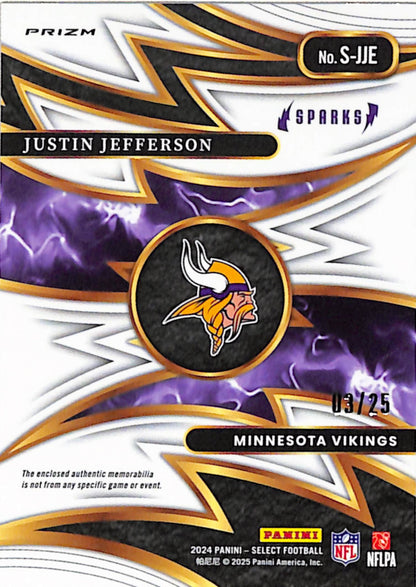 Justin Jefferson 2024 Panini Select Sparks Tie-Dye Patch #3/25