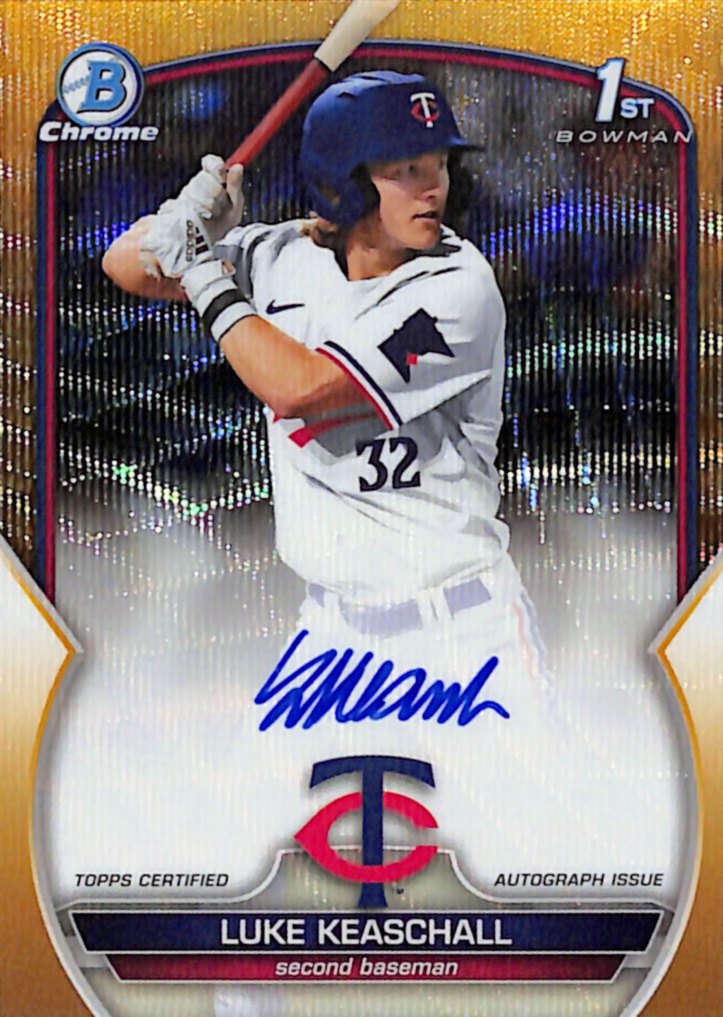 Luke Keaschall 2023 Bowman Draft Gold Wave Auto #48/50