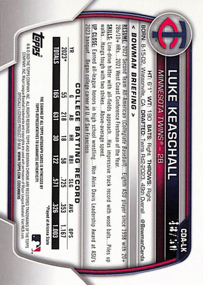 Luke Keaschall 2023 Bowman Draft Gold Wave Auto #48/50