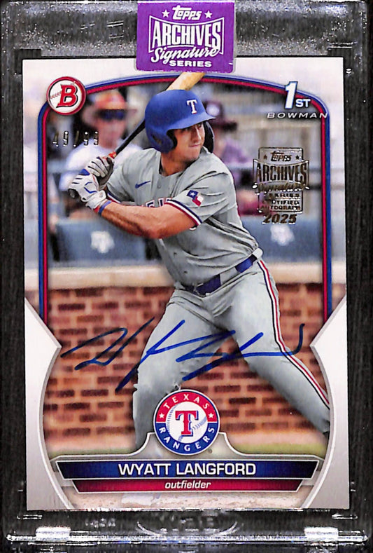 Wyatt Langford 2025 Topps Archives Signature Series 2023 Bowman Auto #49/99