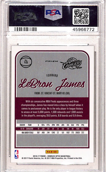 LeBron James 2016 Donruss Optic #15 Holo PSA 10 Gem Mint