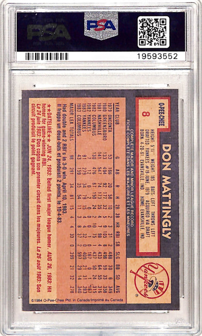 Don Mattingly 1984 O-Pee-Chee #8 PSA 10 Gem Mint