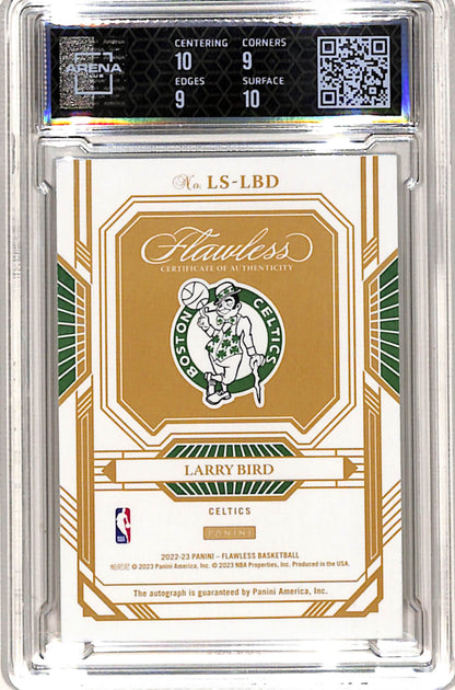 Larry Bird 2022 Panini Flawless Legendary Scripts Gold Auto #6/10 Arena 9.5 Auto 10