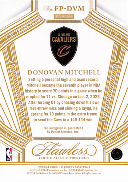 Donovan Mitchell 2023 Panini Flawless Performances Auto #10/25