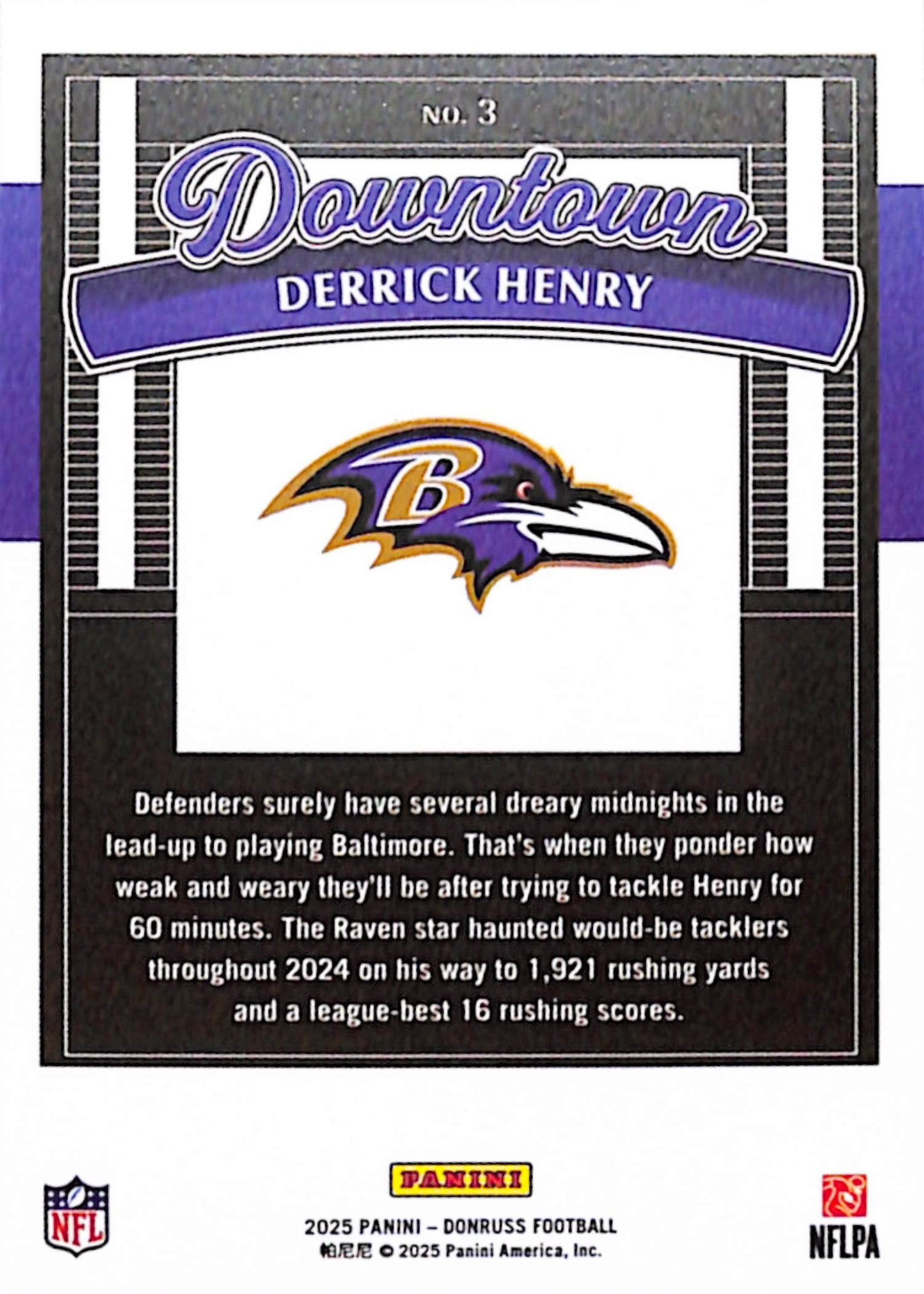 Derrick Henry 2025 Donruss Downtown #3