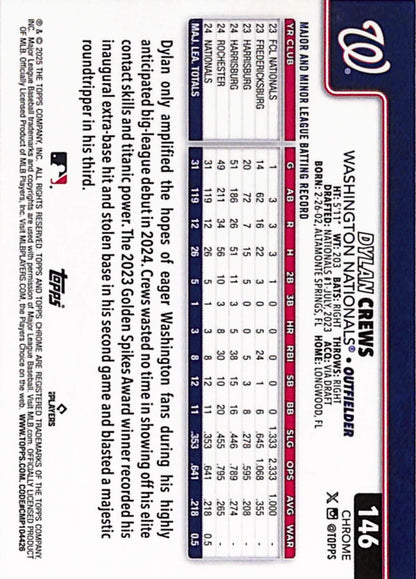 Dylan Crews 2025 Topps Sapphire Rookie #146 Gold Sapphire #50/50