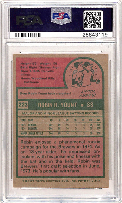Robin Yount 1975 Topps Rookie #223 PSA 7 ST Near Mint