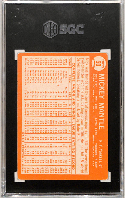 Mickey Mantle 1964 Topps #50 SGC 3 Very Good