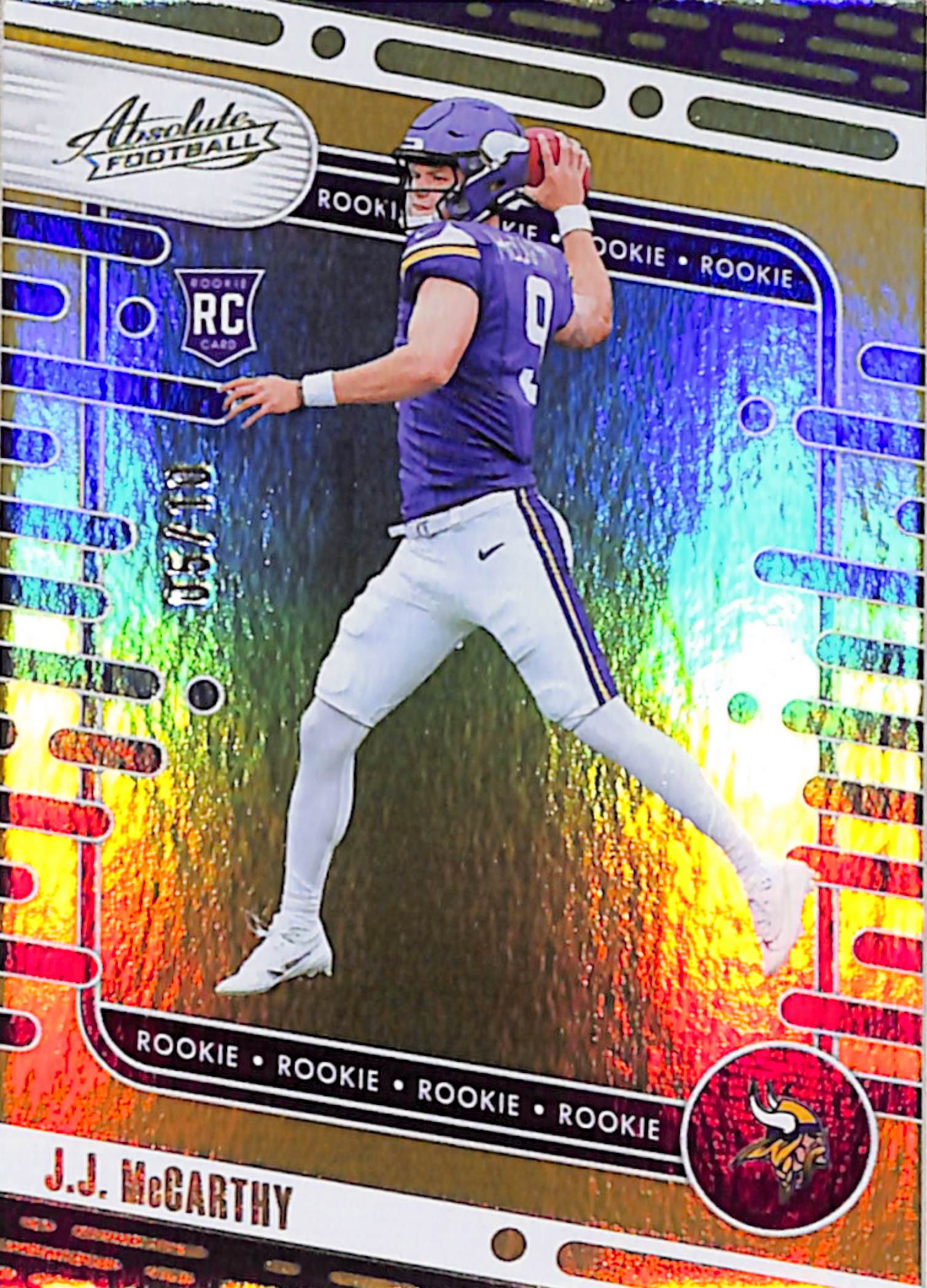 JJ McCarthy 2024 Panini Absolute Rookie #110 Gold Spectrum #5/10 ...
