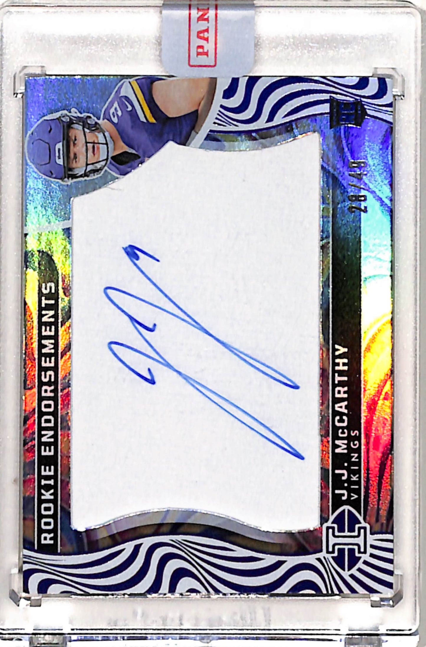 JJ McCarthy 2024 Panini Illusions Rookie Endorsements Auto #28/49