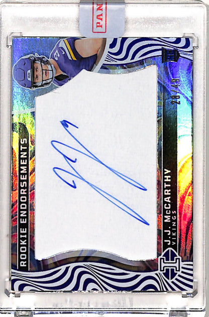 JJ McCarthy 2024 Panini Illusions Rookie Endorsements Auto #28/49