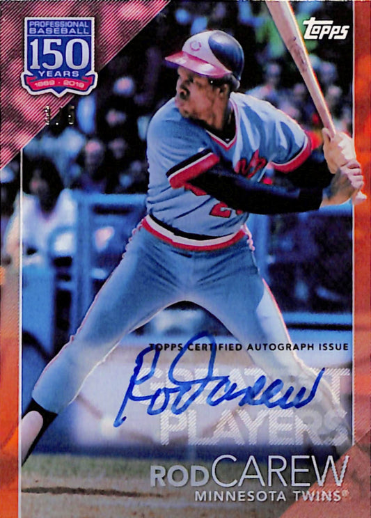Rod Carew 2019 Topps 150th Anniversary Red Acetate Auto #3/5